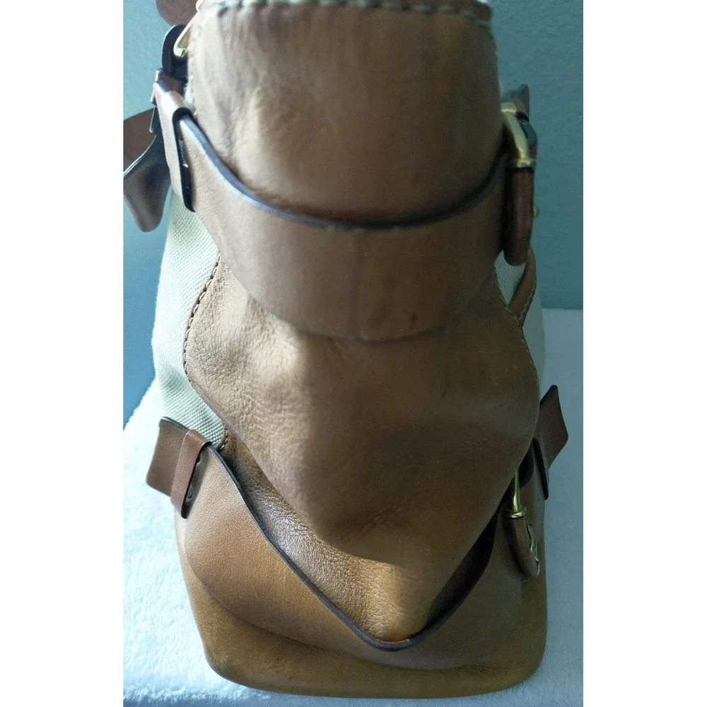 Michael Kors Classic Leather And Canvas Handbag Read Description